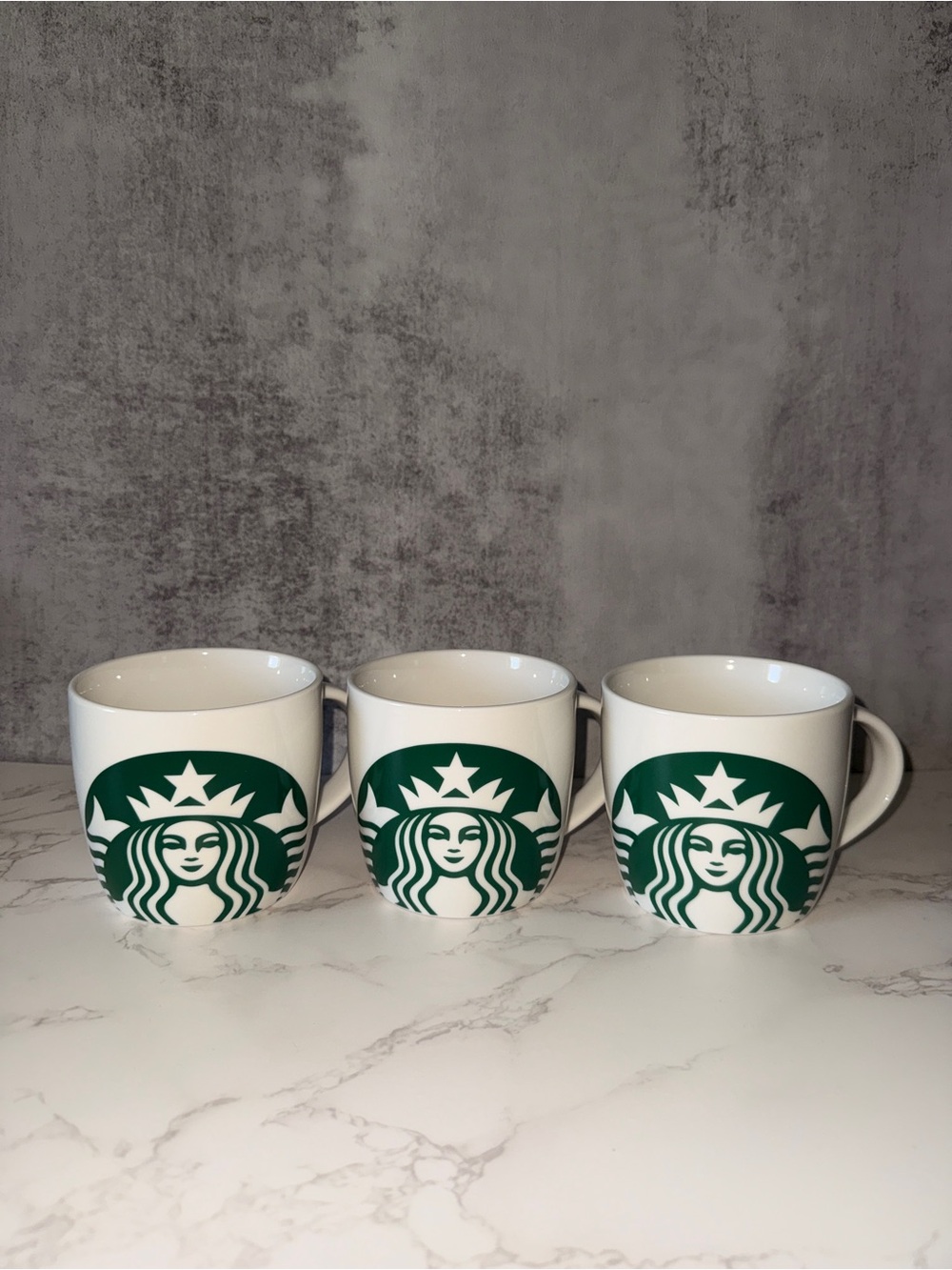 Starbucks White Mugs with Green Siren Logo - Trio